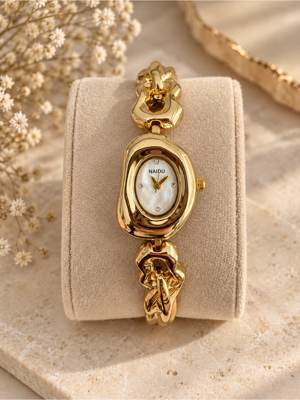 Gold Chain-Link Women's Bracelet Watch